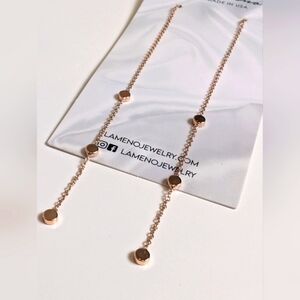 La Meno 18K Rose Gold Plated Dainty Long Dangle Earrings